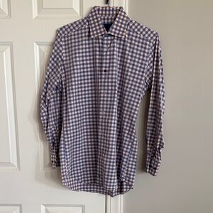 David Donahue Blue and Pink Checked Dress Shirt